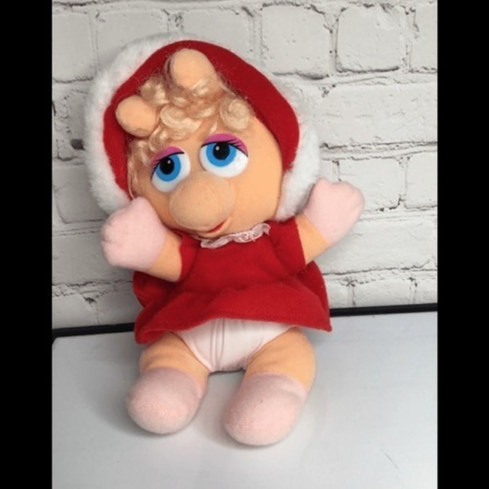 Vintage 1987s McDonald's Baby Miss Piggy Plush Christmas Doll 11" Tall